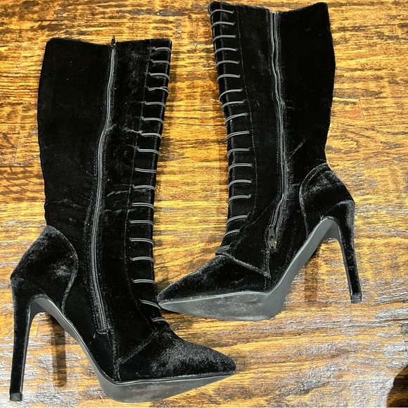 JustFab Black Velvet high heel boots - Picture 8 of 10